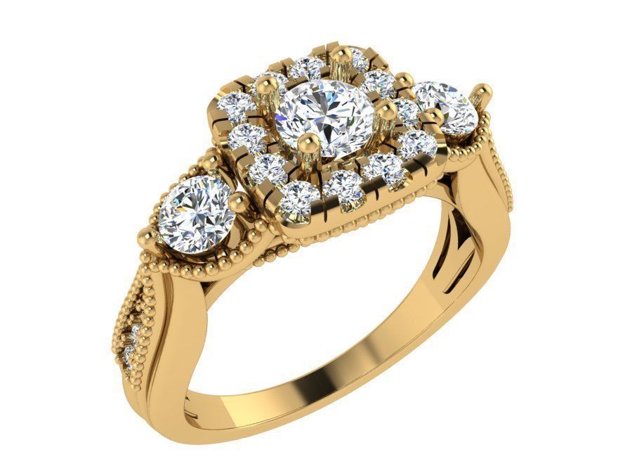 Round Diamond Engagement Ring 3355 3D print model 3D print model_1