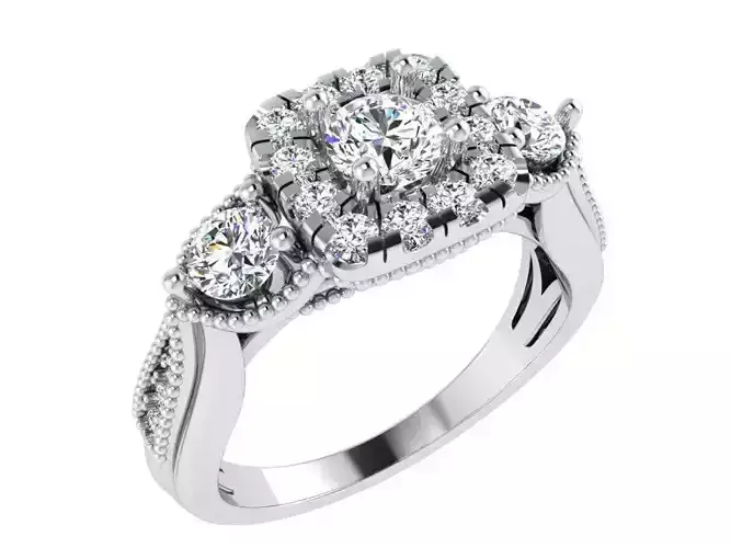 Round Diamond Engagement Ring 3355 3D print model