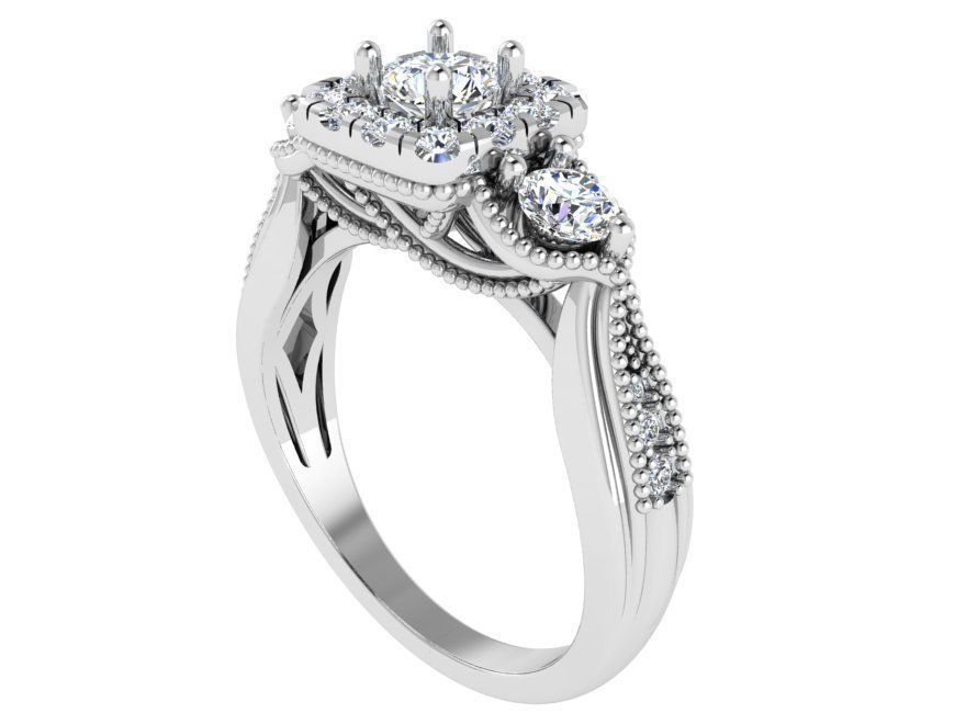 Round Diamond Engagement Ring 3355 3D print model 3D print model_2