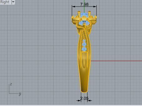 Round Diamond Engagement Ring 3355 3D print model 3D print model_6