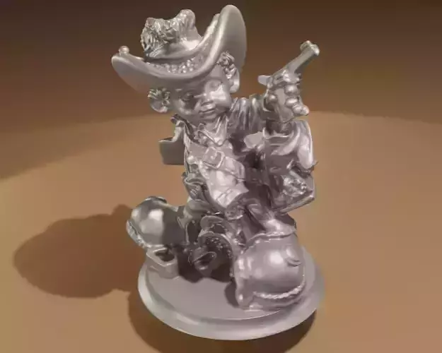 CowBoy silver figurine holding gun