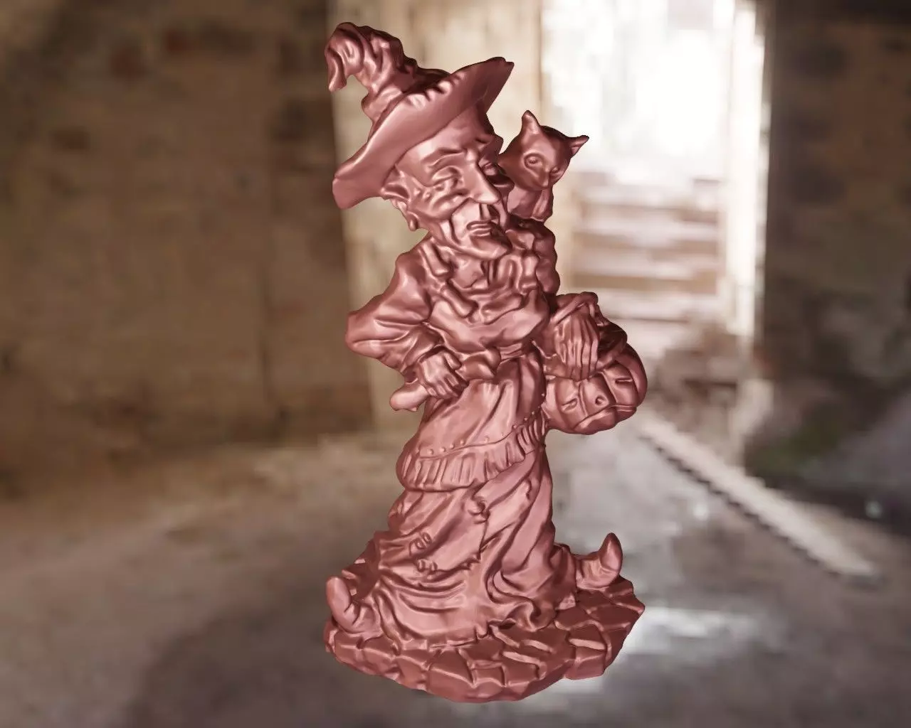 Sorciere statue of witch in alley 3D print model