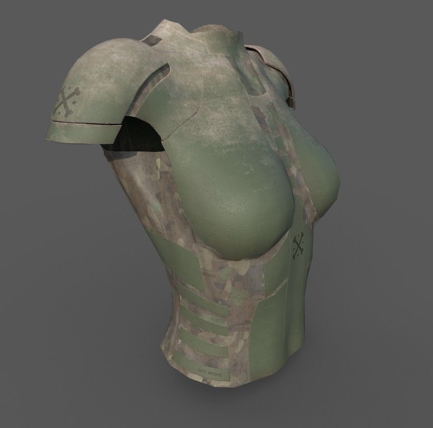 Simple sci-fi female armor pack 5 low poly game ready models Low-poly 3D model_12