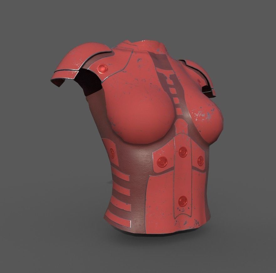 Simple sci-fi female armor pack 5 low poly game ready models Low-poly 3D model_9
