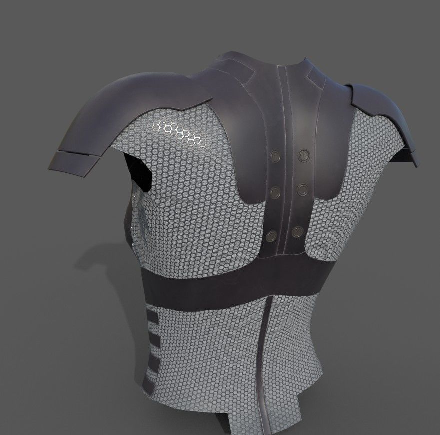 Simple sci-fi female armor pack 5 low poly game ready models Low-poly 3D model_6