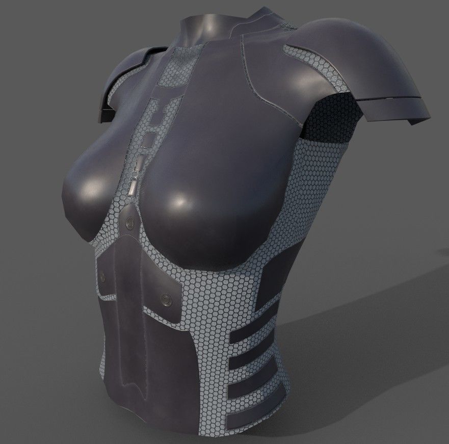 Simple sci-fi female armor pack 5 low poly game ready models Low-poly 3D model_3