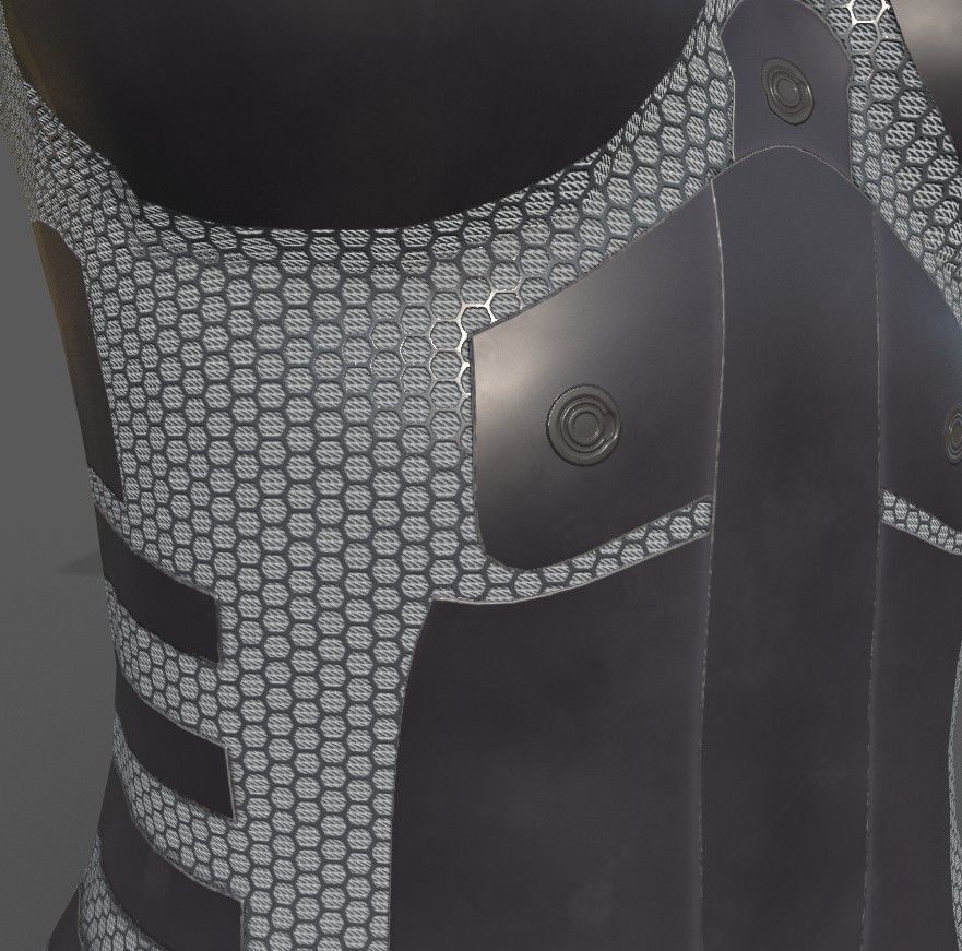 Simple sci-fi female armor pack 5 low poly game ready models Low-poly 3D model_4