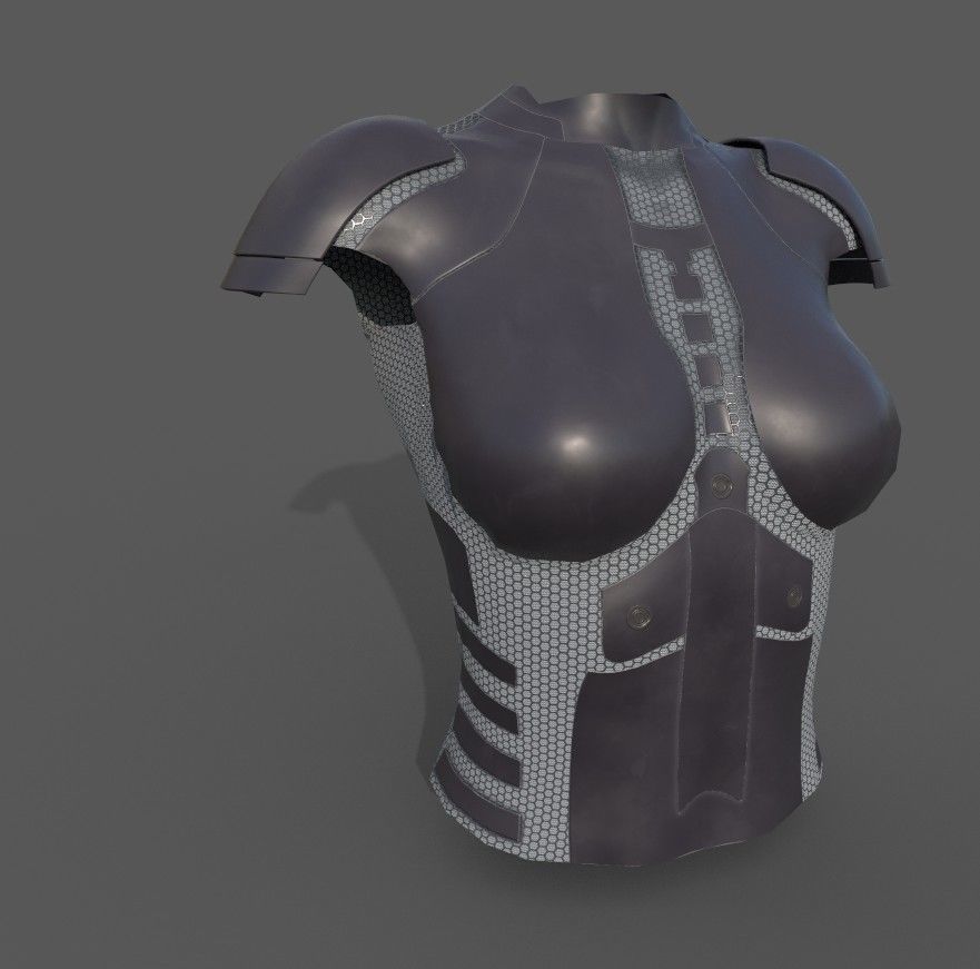 Simple sci-fi female armor pack 5 low poly game ready models Low-poly 3D model_1
