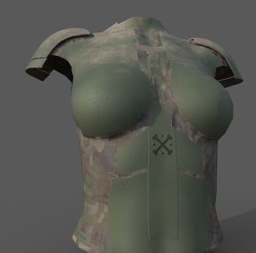 Simple sci-fi female armor pack 5 low poly game ready models Low-poly 3D model_11