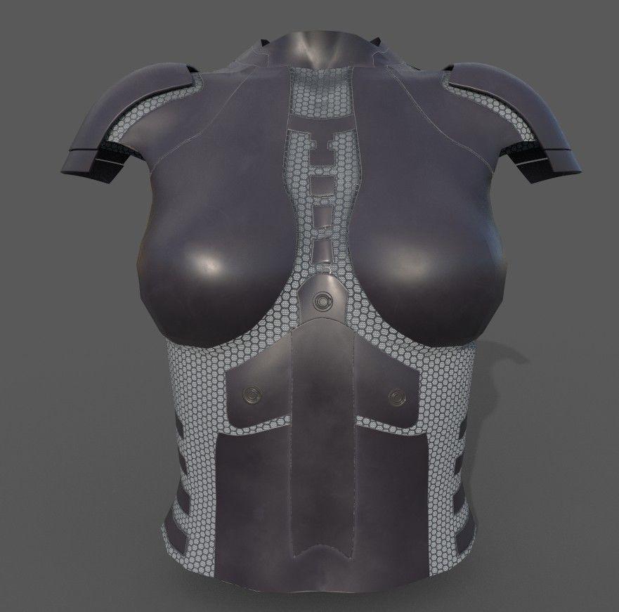 Simple sci-fi female armor pack 5 low poly game ready models Low-poly 3D model_2