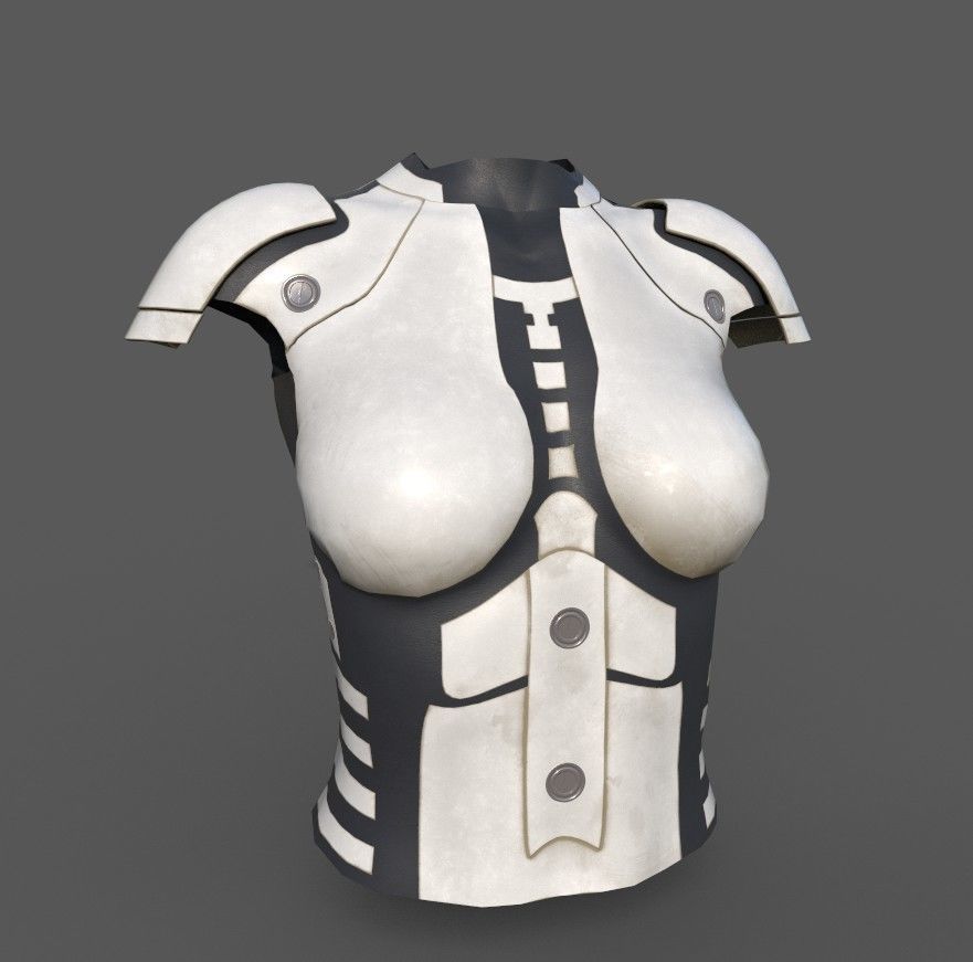Simple sci-fi female armor pack 5 low poly game ready models Low-poly 3D model_14