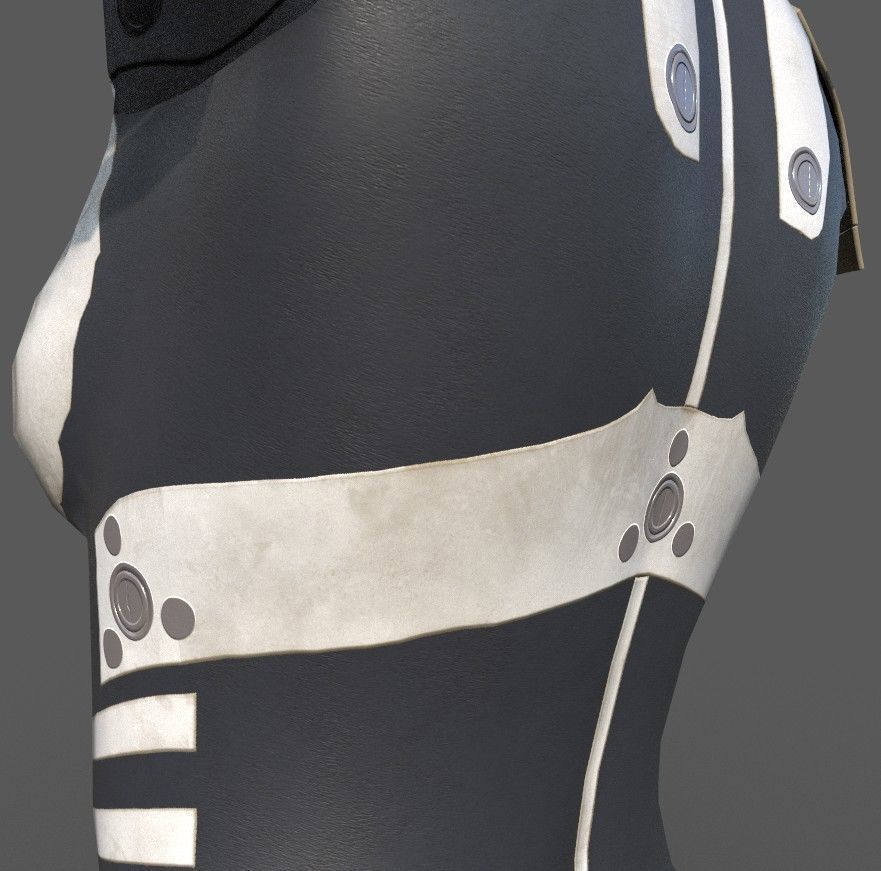 Simple sci-fi female armor pack 5 low poly game ready models Low-poly 3D model_16