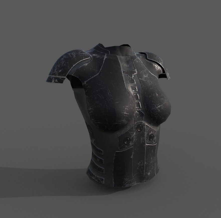 Simple sci-fi female armor pack 5 low poly game ready models Low-poly 3D model_7