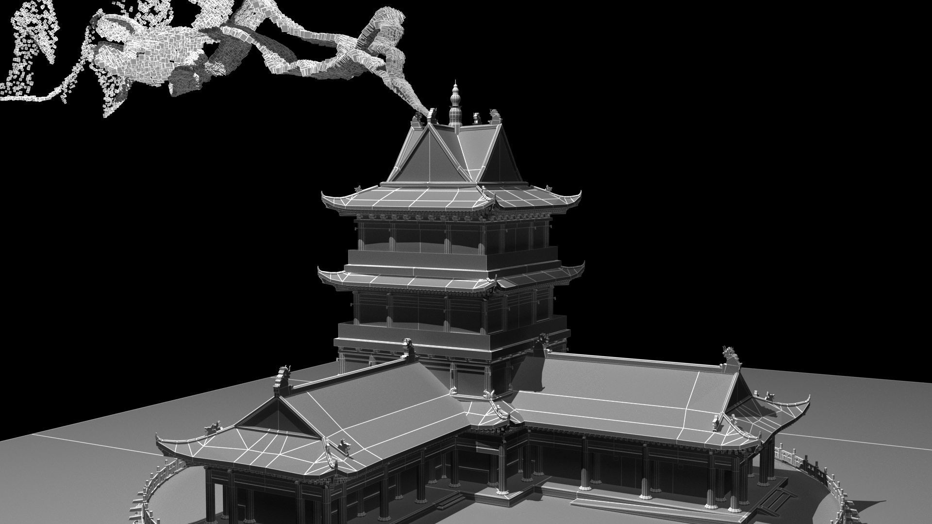 Chinese smoke ancient house 3D model_6