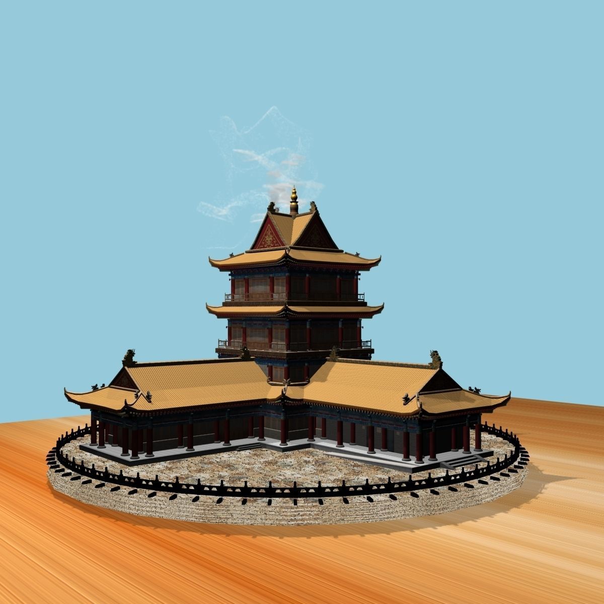Chinese smoke ancient house 3D model_5