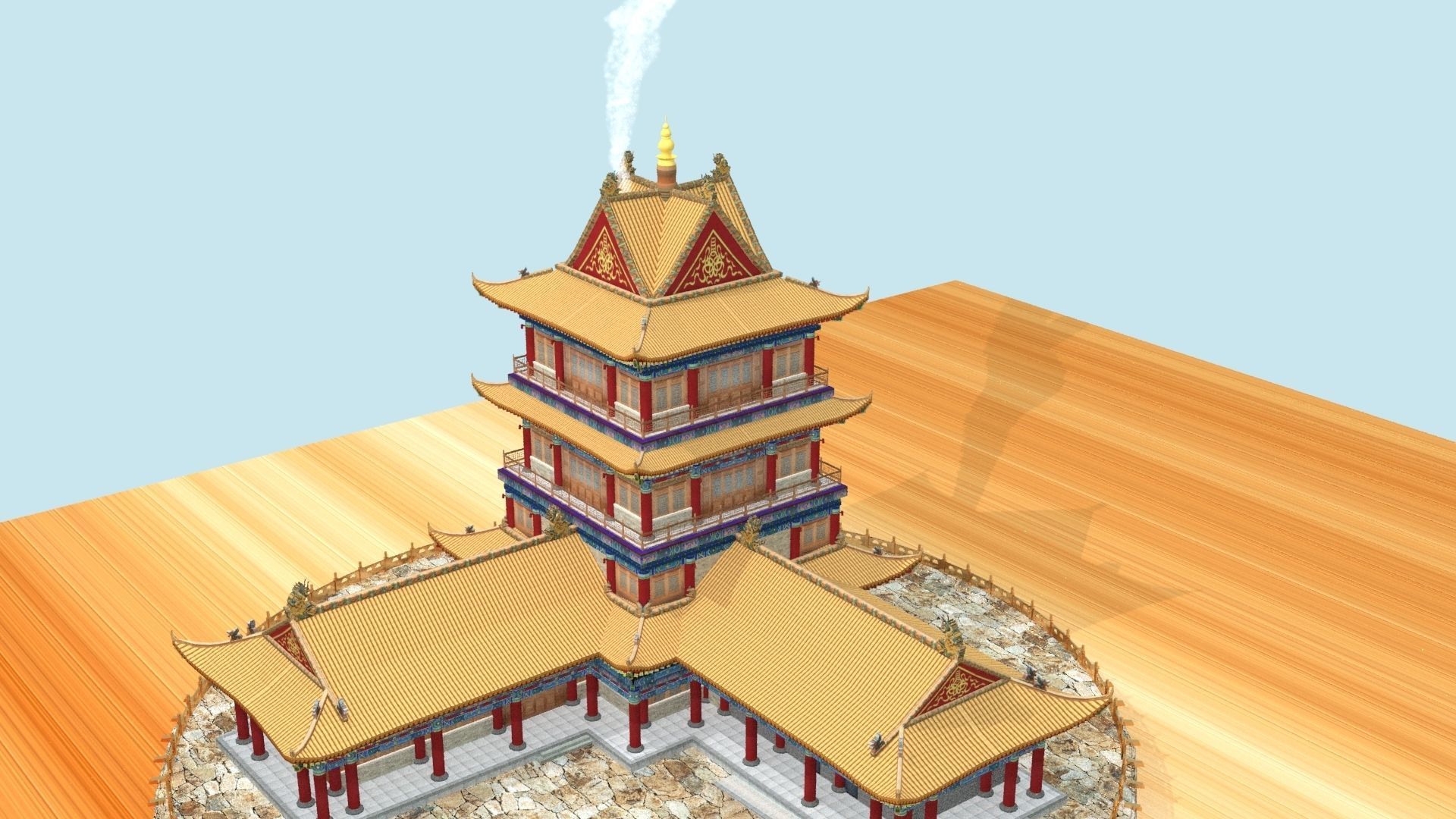 Chinese smoke ancient house 3D model_2