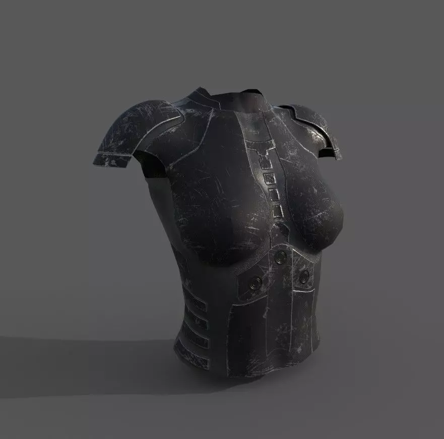 Simple sci-fi female black metal armor Low-poly 3D model