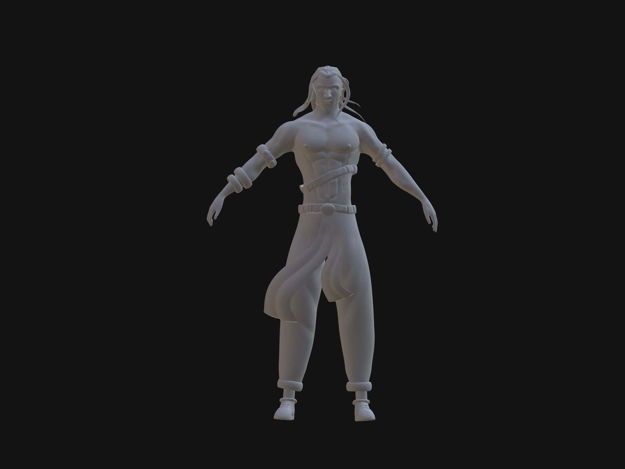 warrior man character 3D model_4