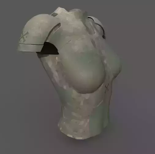 Simple sci-fi female military metal armor Low-poly 3D model