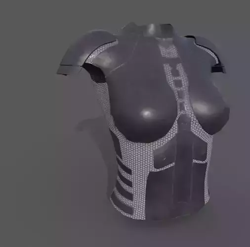 Simple sci-fi female black armor Low-poly 3D model