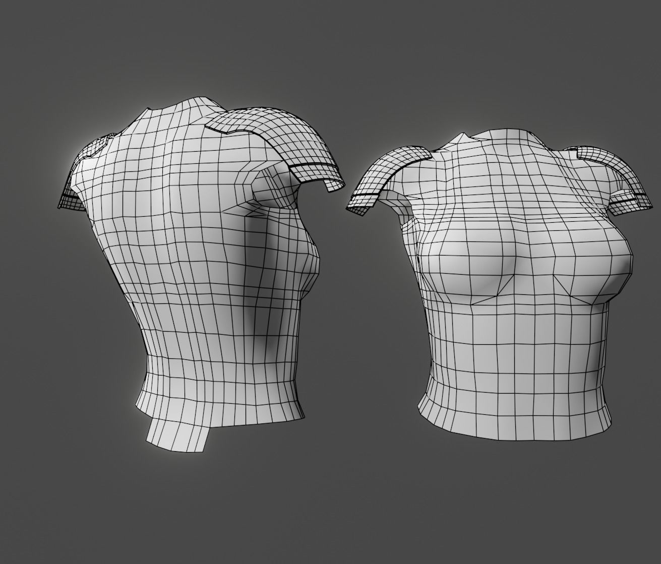 Simple sci-fi female white armor gameready Low-poly 3D model_3