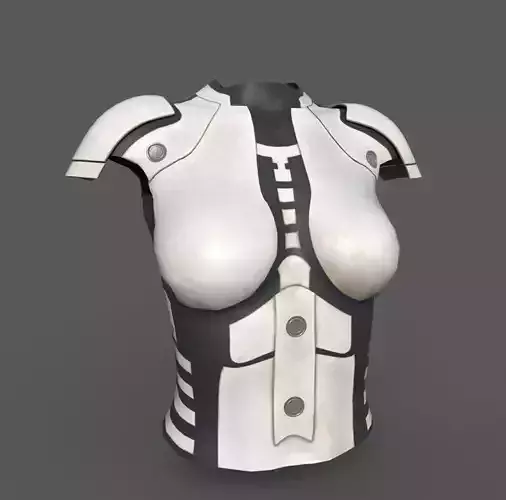 Simple sci-fi female white armor gameready Low-poly 3D model