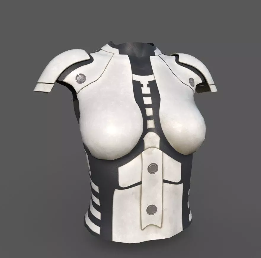 Simple sci-fi female white armor gameready Low-poly 3D model_0