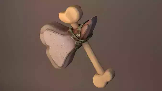 weapon wooden stick with heart Low-poly 3D model