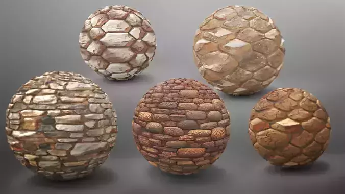 Ancient Stone Walls - 5 Substance Materials - sbsar Texture