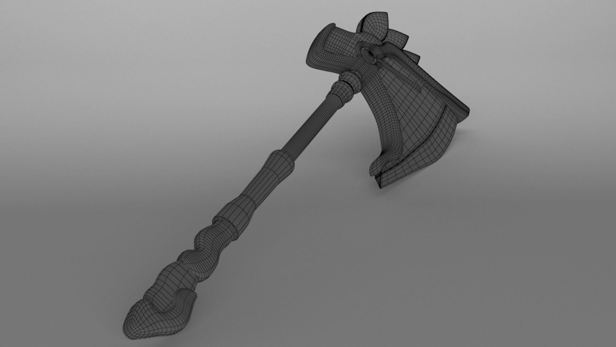 Fantasy axe battle weapon PBR  Low-poly 3D model_14