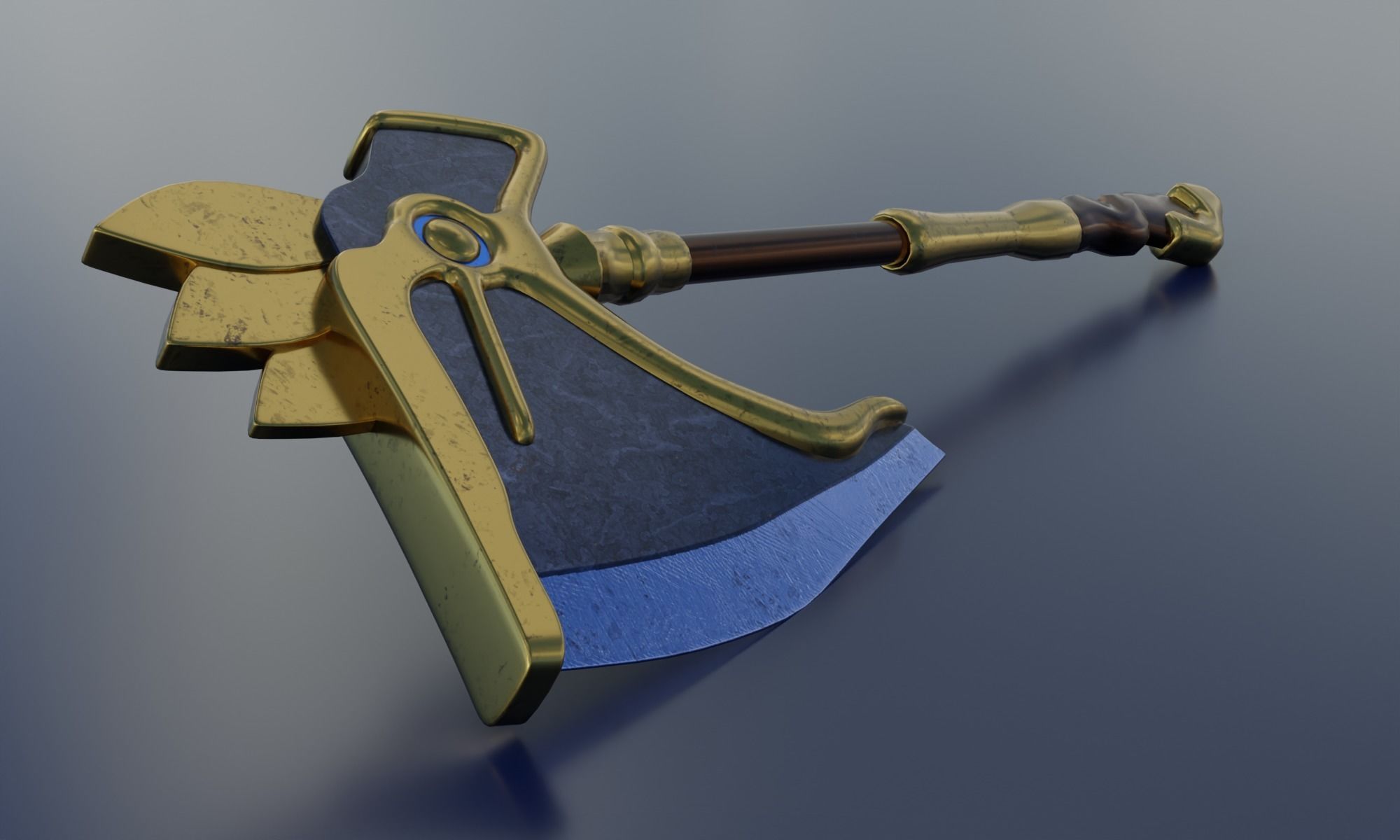 Fantasy axe battle weapon PBR  Low-poly 3D model_5