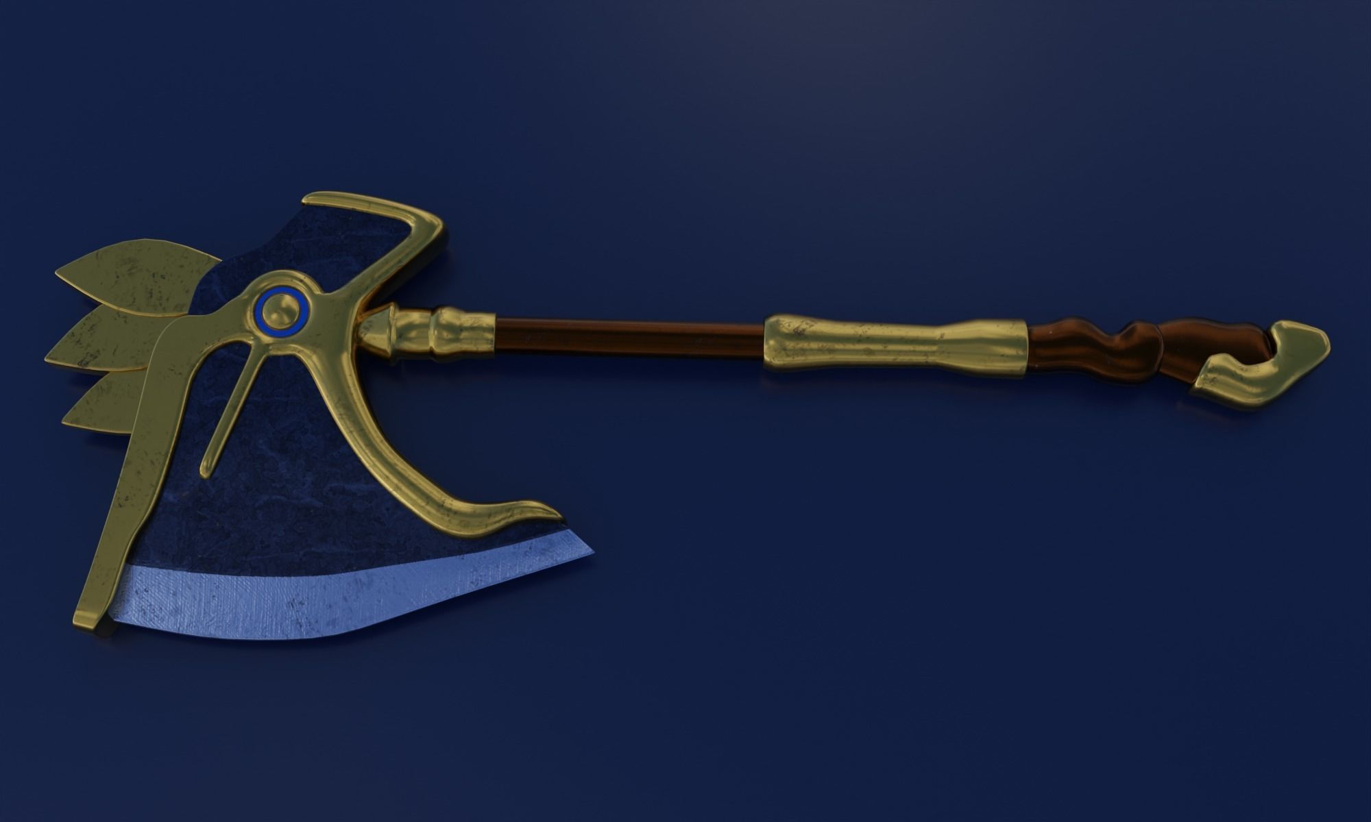 Fantasy axe battle weapon PBR  Low-poly 3D model_3