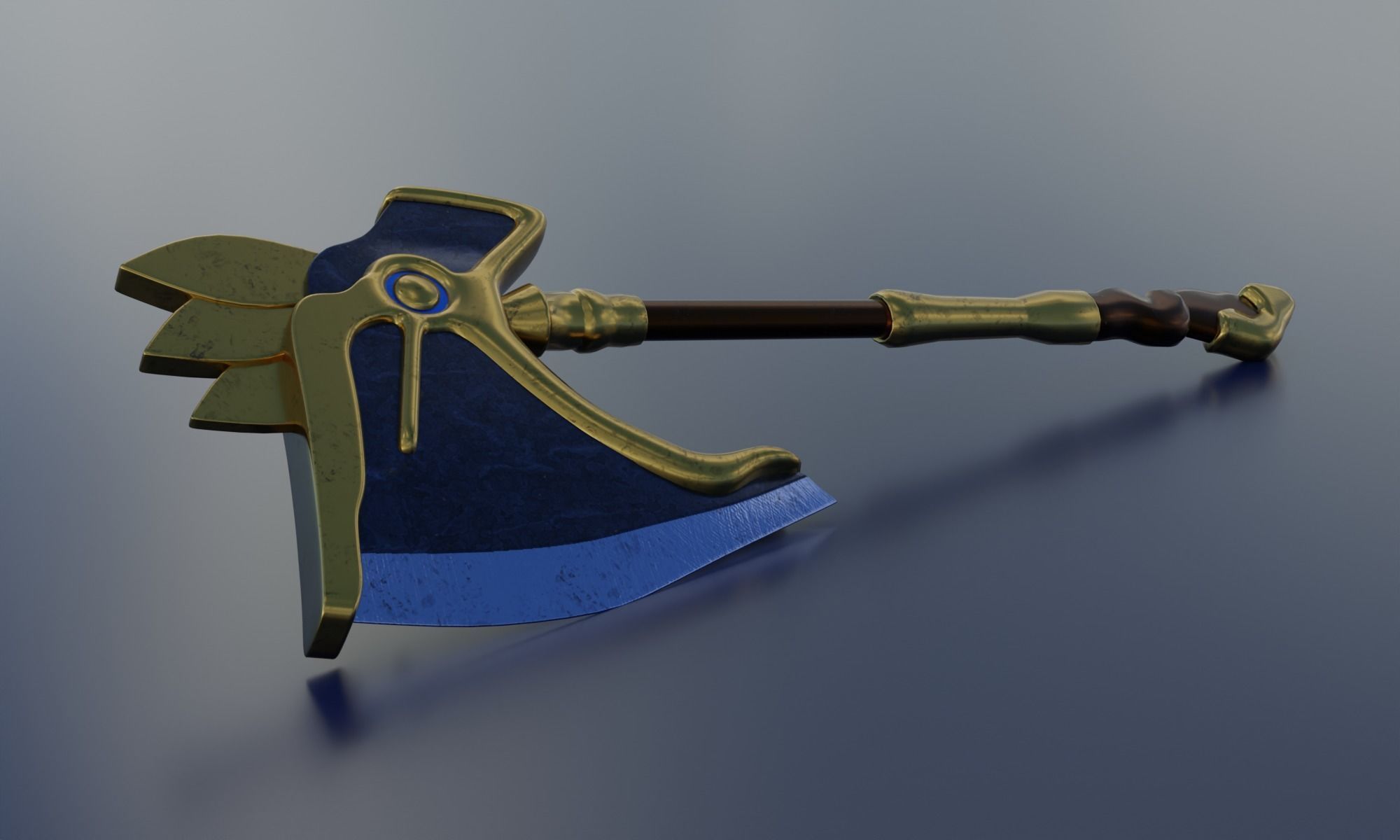 Fantasy axe battle weapon PBR  Low-poly 3D model_2