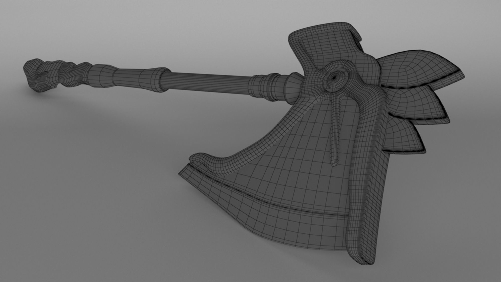 Fantasy axe battle weapon PBR  Low-poly 3D model_13