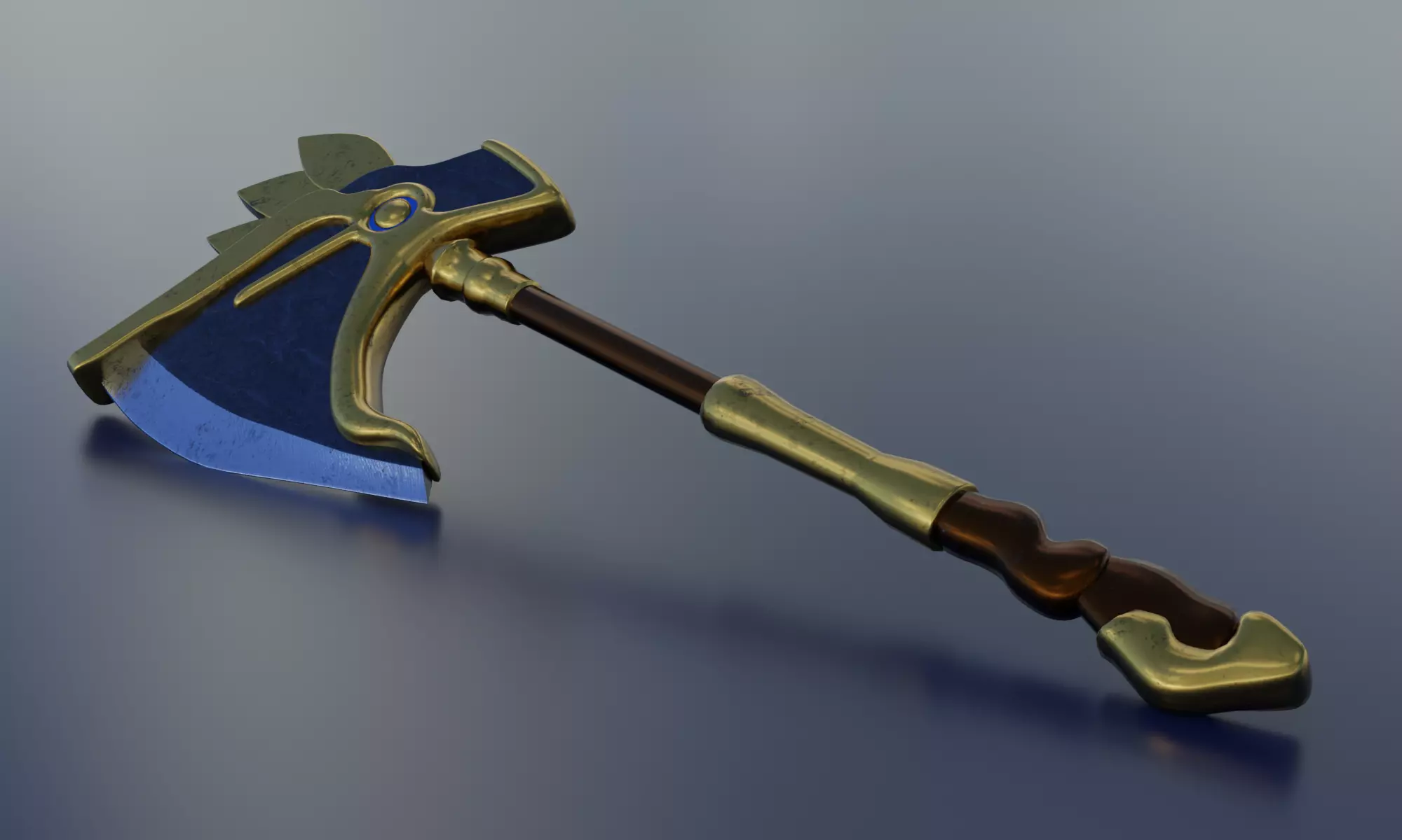 Fantasy axe battle weapon PBR  Low-poly 3D model_0