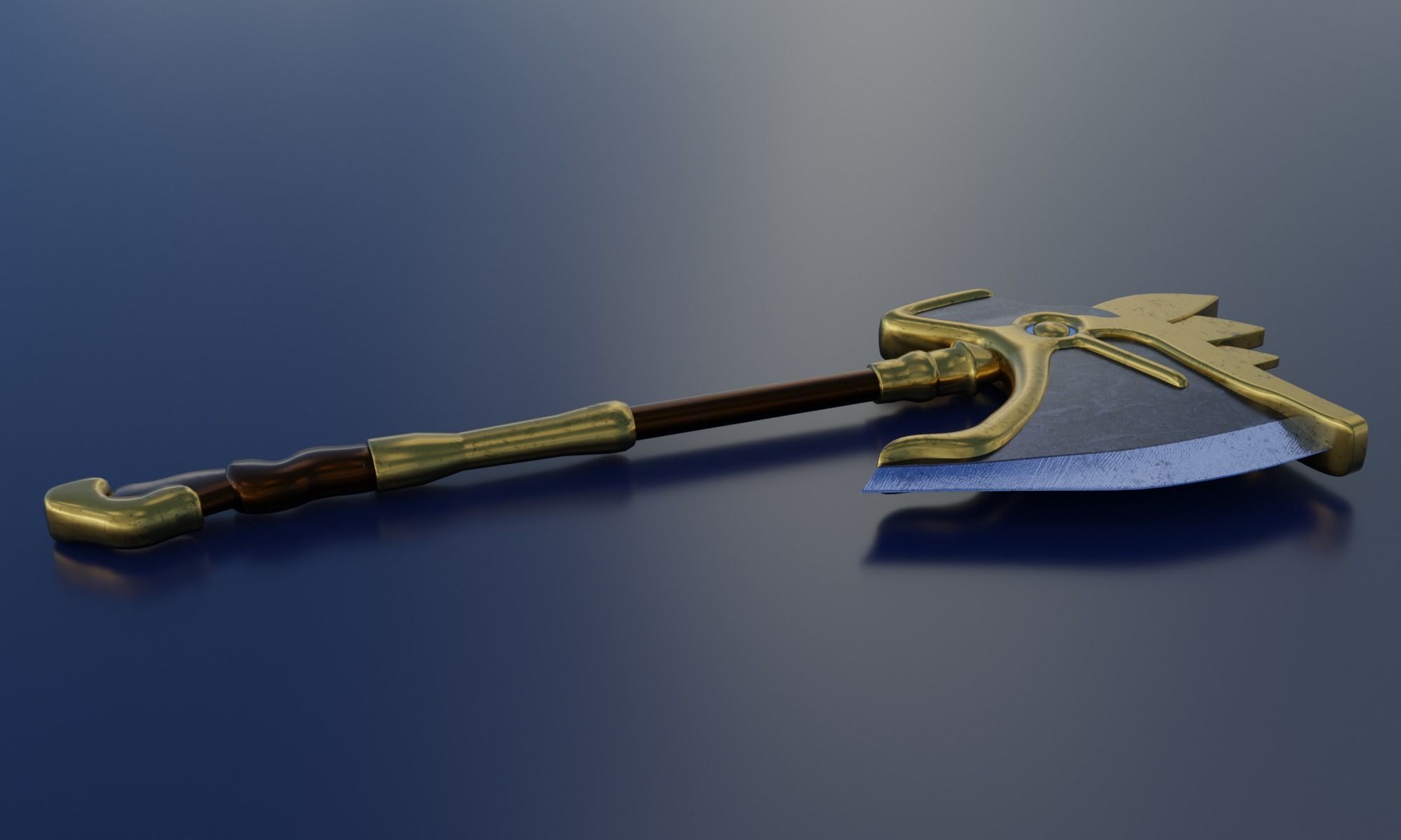 Fantasy axe battle weapon PBR  Low-poly 3D model_10