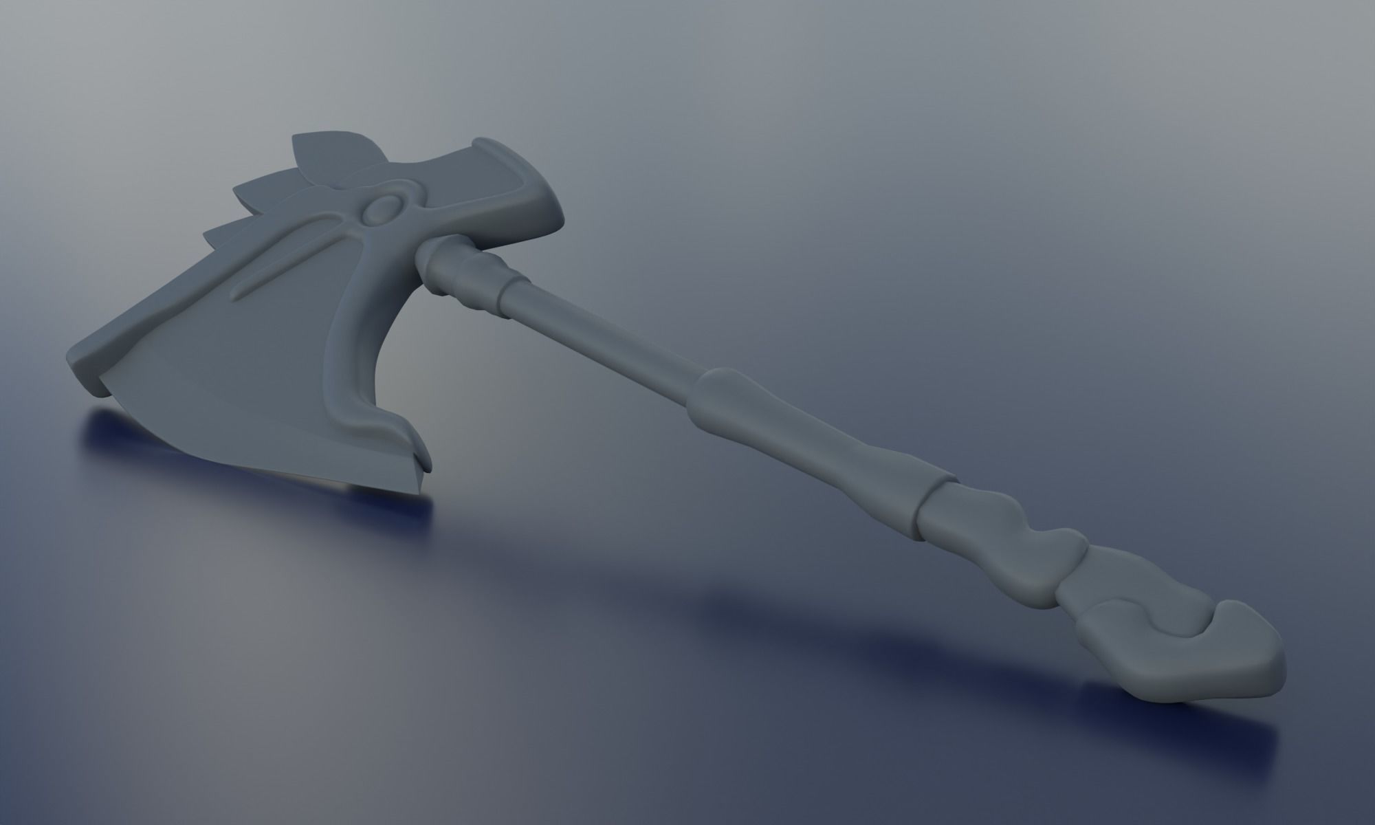 Fantasy axe battle weapon PBR  Low-poly 3D model_16