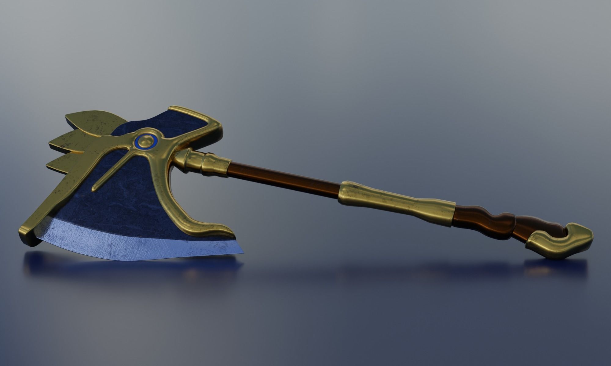 Fantasy axe battle weapon PBR  Low-poly 3D model_4
