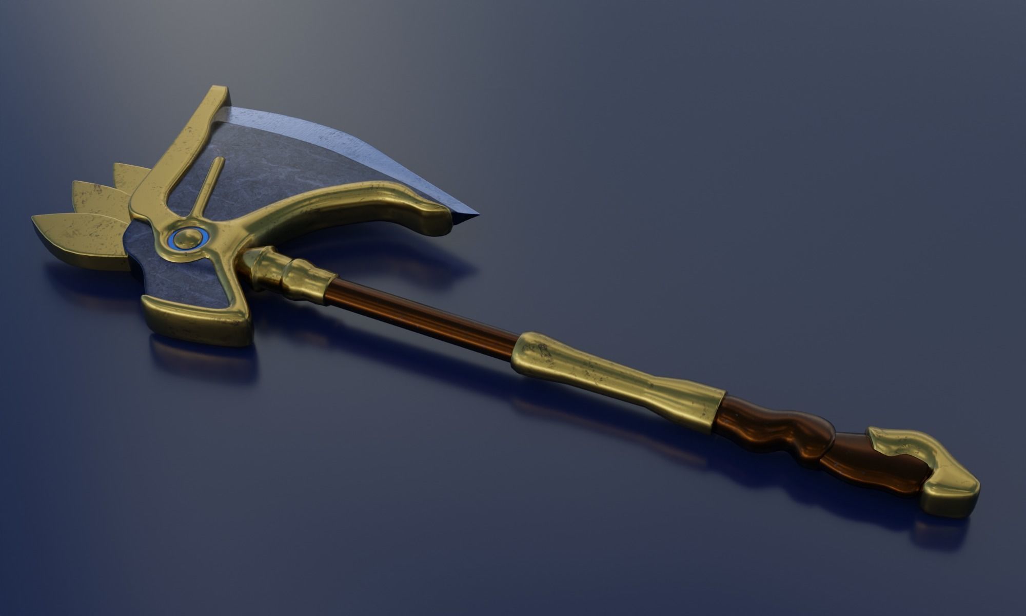 Fantasy axe battle weapon PBR  Low-poly 3D model_6
