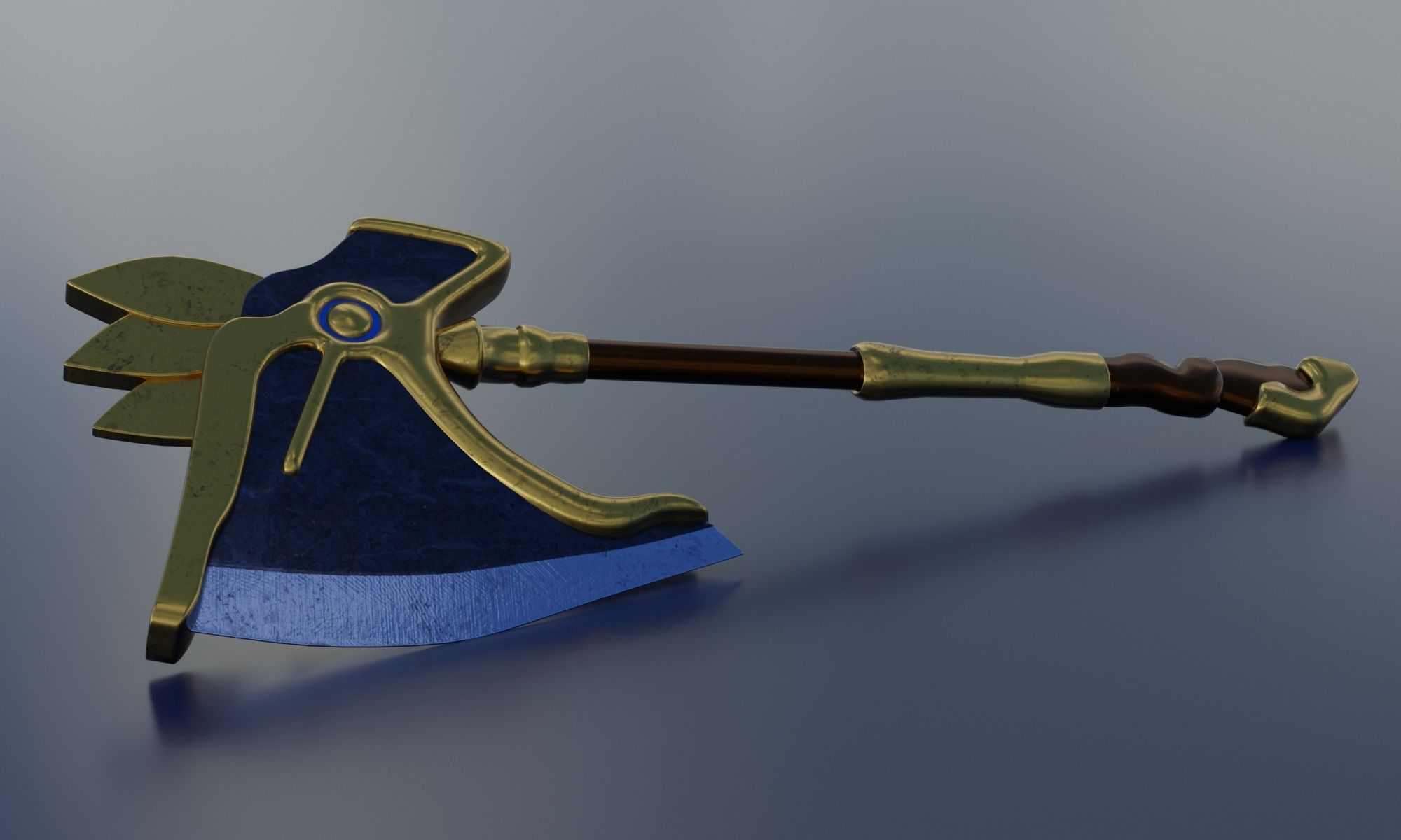 Fantasy axe battle weapon PBR  Low-poly 3D model_1