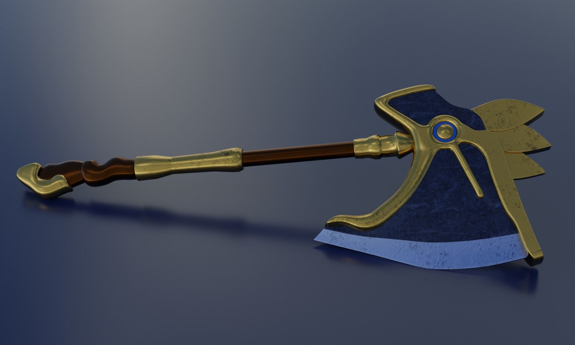 Fantasy axe battle weapon PBR  Low-poly 3D model_8