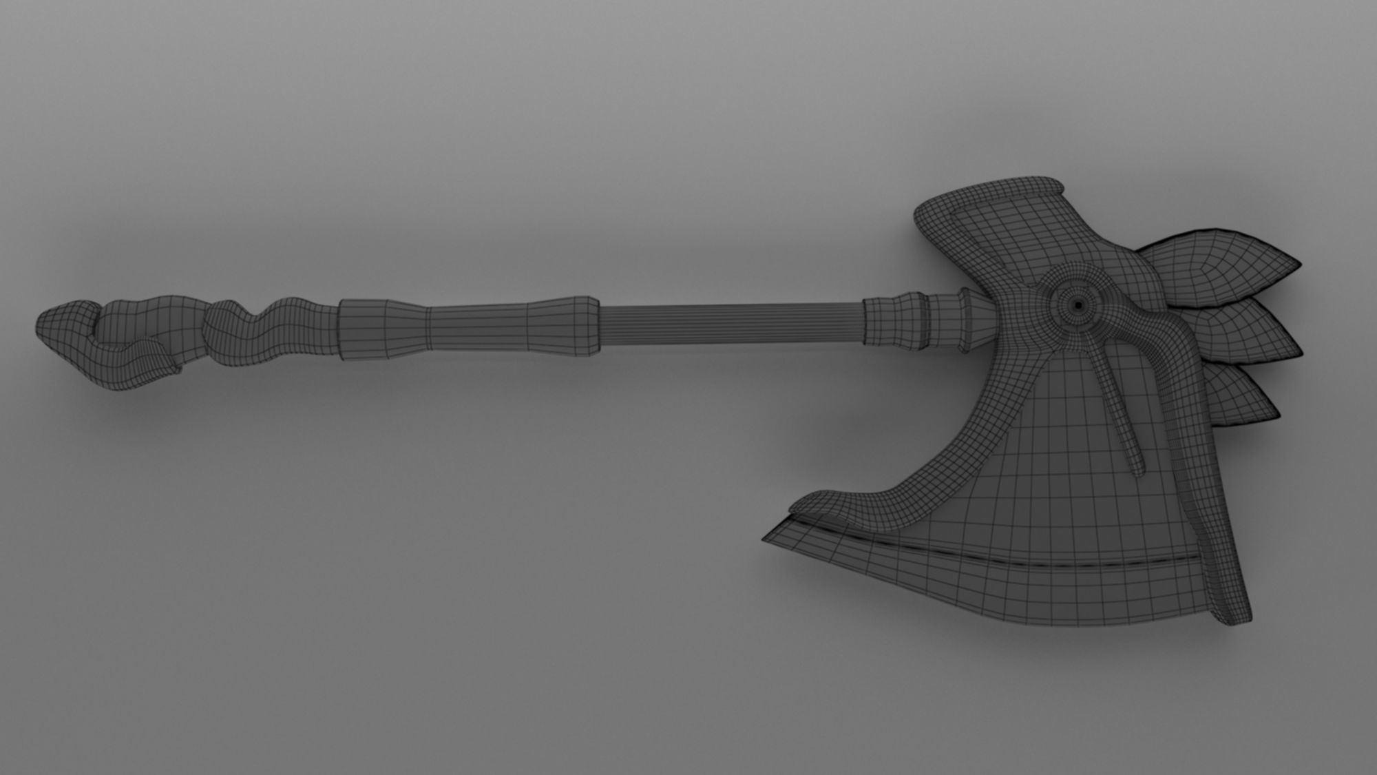 Fantasy axe battle weapon PBR  Low-poly 3D model_11
