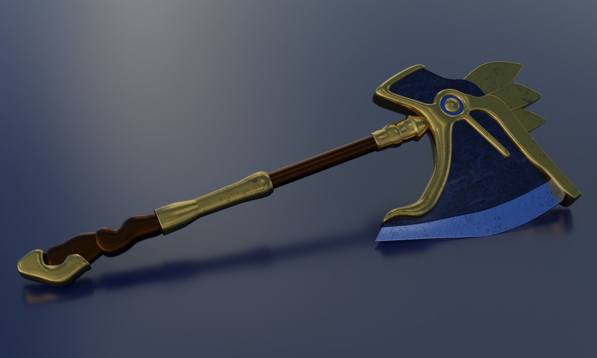 Fantasy axe battle weapon PBR  Low-poly 3D model_7