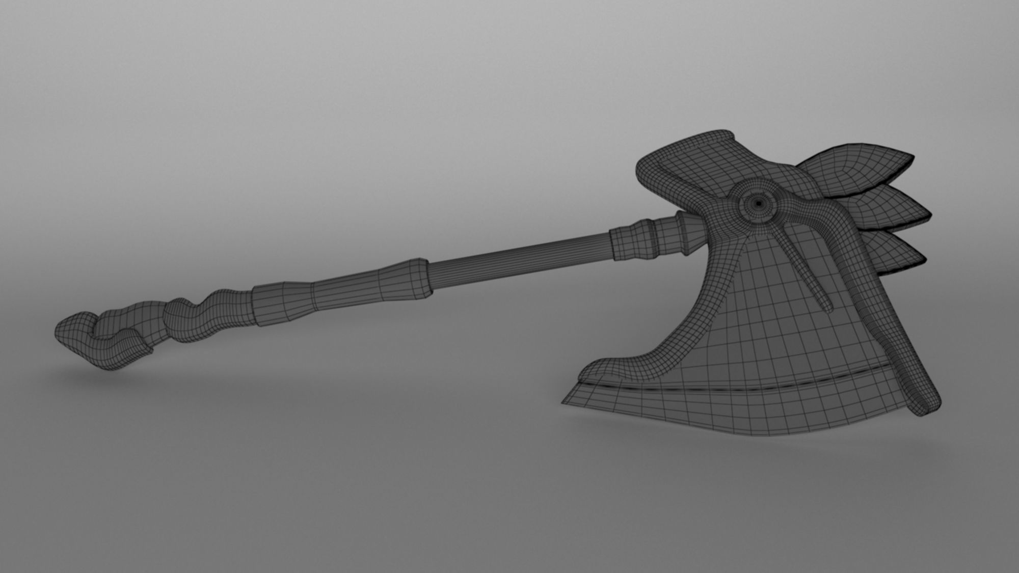 Fantasy axe battle weapon PBR  Low-poly 3D model_12