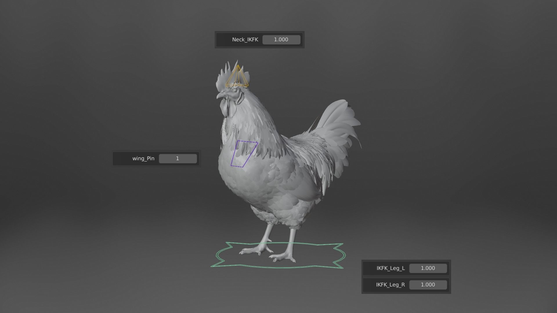 White Chicken Animated VFX Grace 3D model_25