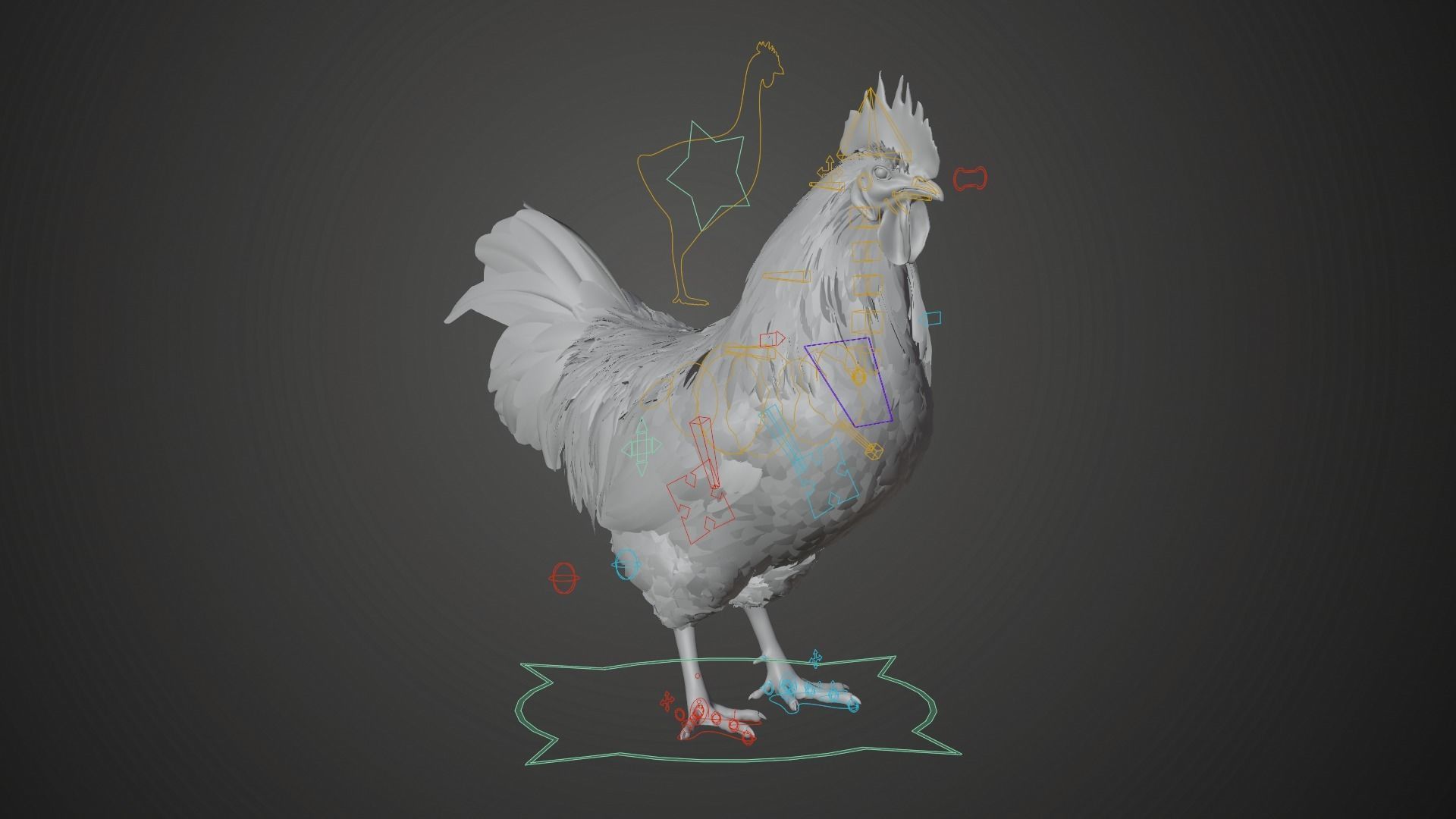 White Chicken Animated VFX Grace 3D model_23