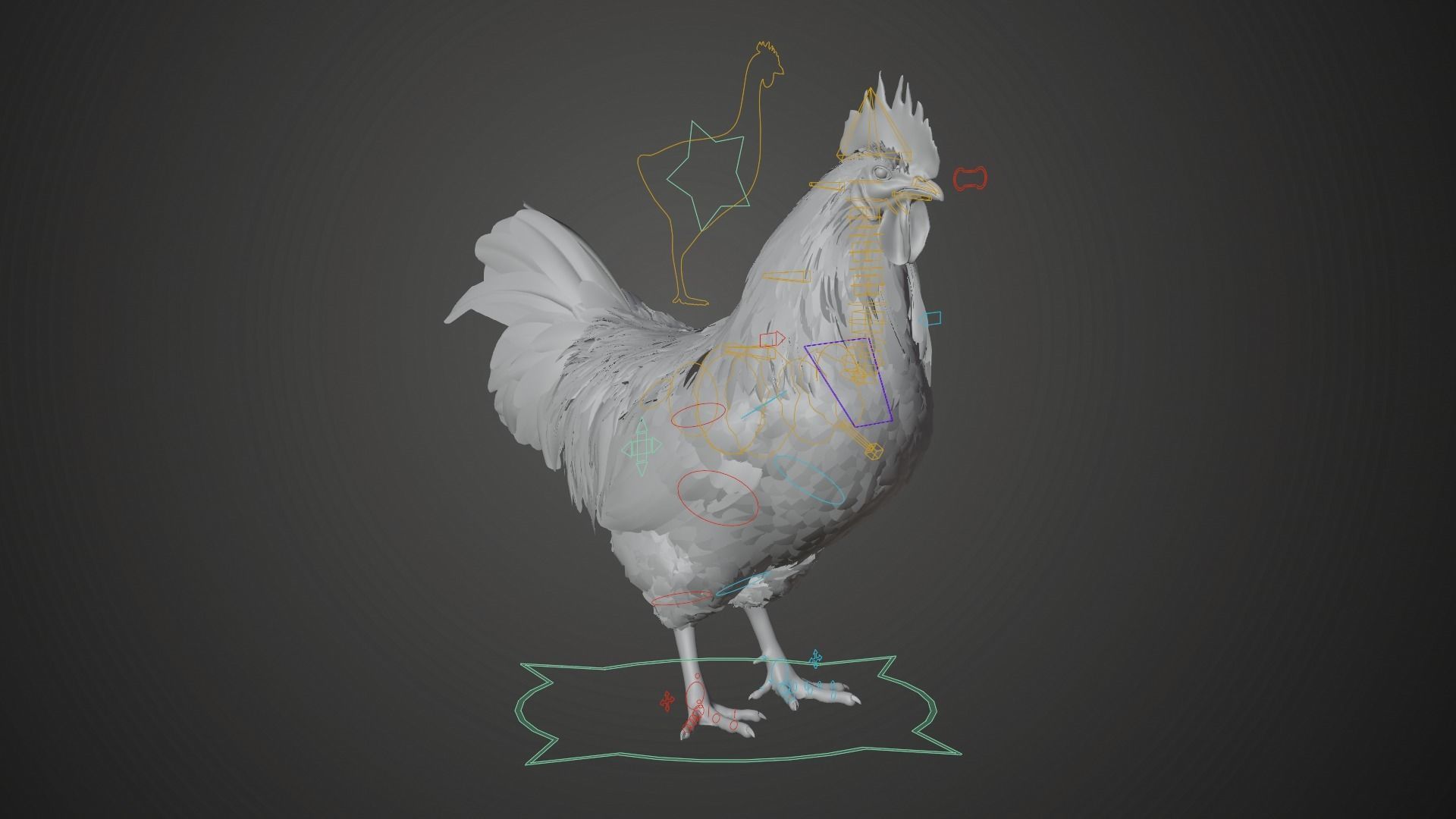 White Chicken Animated VFX Grace 3D model_20