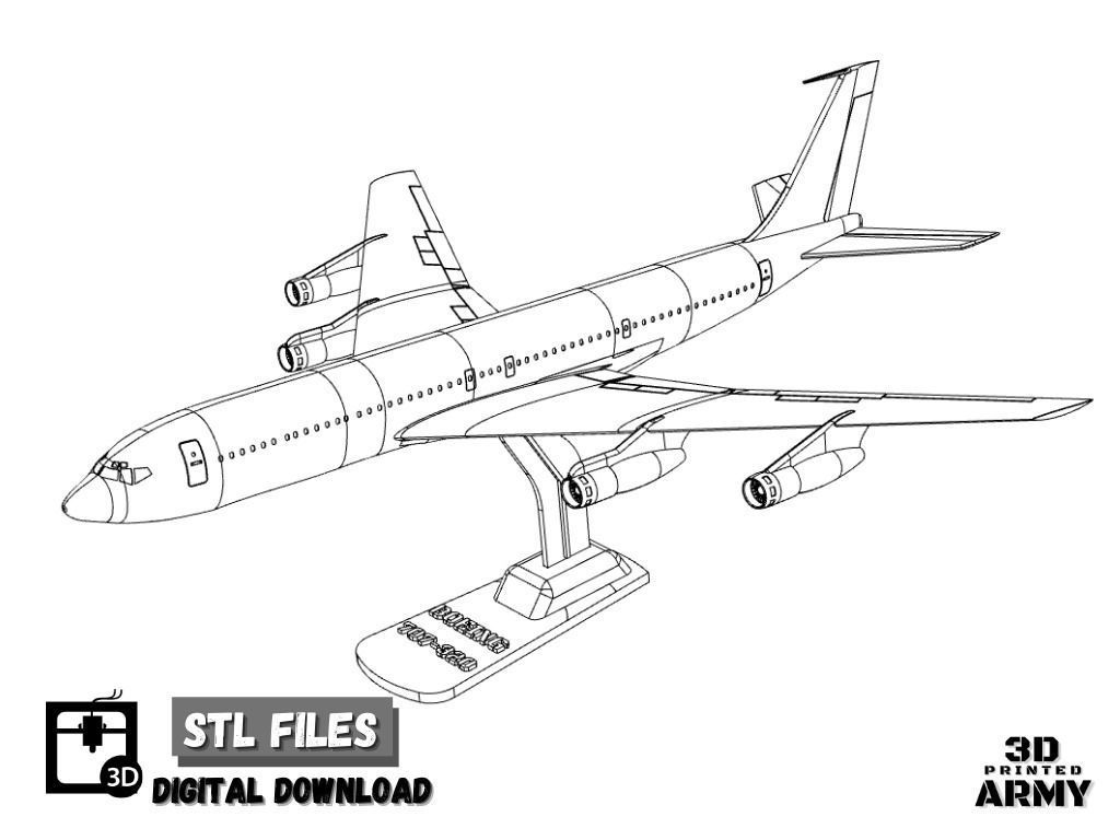 Boeing 707-320 - 3D printed scale model - STL files 3D print model_3
