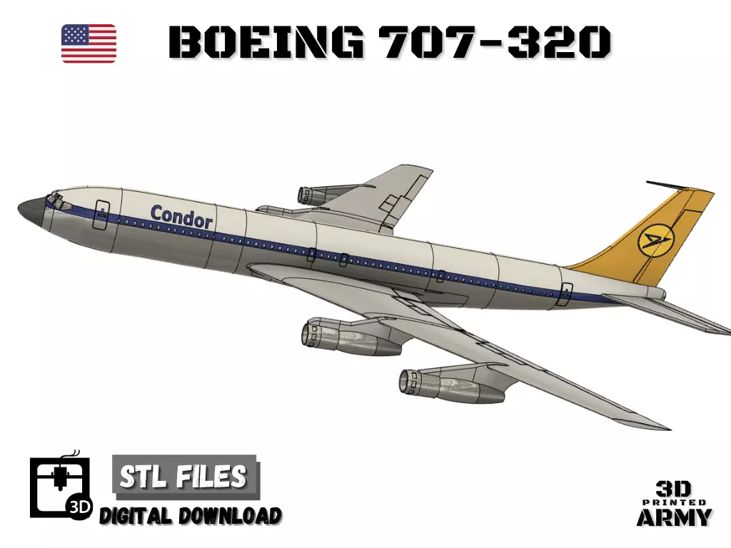 Boeing 707-320 - 3D printed scale model - STL files 3D print model_0