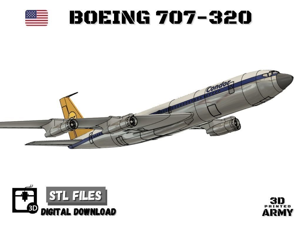 Boeing 707-320 - 3D printed scale model - STL files 3D print model_9